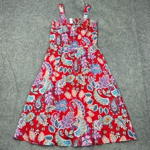 Talbots Red Sleeveless Sundress with Square Neck